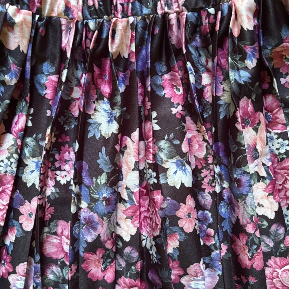 Vintage 80s 90s Leni-Leni Midi Floral‎ Pleated Skirt 10 Cottagecore Whimsigoth